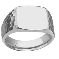 Medium Cushion signet ring (14x14mm) in Titanium, with a Wide style band.
