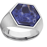 Large Hexagon signet ring (18.5x16mm) in Titanium, with a Wide style band, a Sodalite inlay.