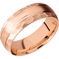 14K Rose Gold + Treebarkh , Rock Finish