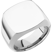 Large Cushion signet ring (18x18mm) in Cobalt Chrome, with a Wide style band.