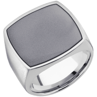 Extra Large Cushion signet ring (22x22mm) in Palladium Silver, with a Wide style band, a Tantalum inlay.