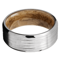 18K White Gold + Treebarkh , Polish Finish + Whiskey Barrel