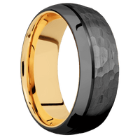 Zirconium + Hammer , Polish Finish + 14K Yellow Gold