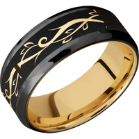 Zirconium + Hammer , Polish Finish + 10K Yellow Gold