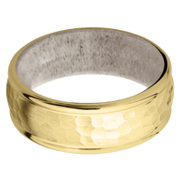 18K Yellow Gold + Hammer , Polish Finish + Antler