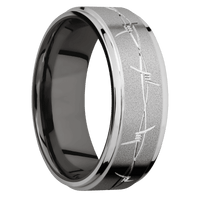 10K White Gold + Sand , Polish Finish + Tantalum Noir