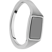 Small Horizontal Rectangle signet ring (12x9mm) in Cobalt Chrome, with a Thin style band, a Zirconium inlay.