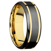 Zirconium + Satin , Polish Finish + 10K Yellow Gold