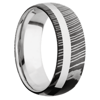 Damascus + Acid Finish + 14K White Gold