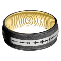 Zirconium + Stipple Finish + 10K Yellow Gold