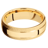 14K Yellow Gold + Polish , Stipple Finish