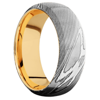 Damascus + Polish Finish + 10K Yellow Gold