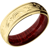 14K Yellow Gold + Polish Finish + Blood Wood