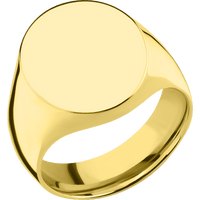 Large Oval signet ring (20x16mm) in 10K Yellow Gold, with a Wide style band.