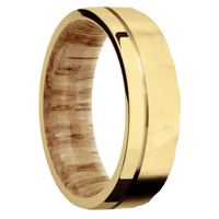 14K Yellow Gold + Rockpolish , Polish Finish + Natural Oak