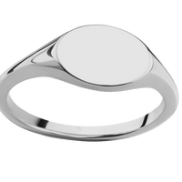 Small Horizontal Oval signet ring (12x9mm) in Titanium, with a Thin style band.