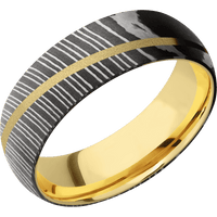 Damascus + Acid Finish + 18K Yellow Gold