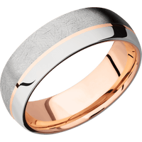14K White Gold + Distressed , Polish Finish + 14K Rose Gold