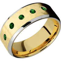 10K Yellow Gold + Hammer , Sand Finish