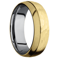 10K Yellow Gold + Hammer , Sand Finish + Tantalum