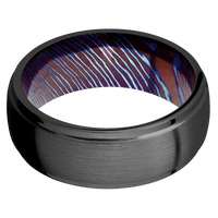 Zirconium + Satin , Polish Finish + Titanium Damascus