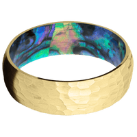 14K Yellow Gold + Hammer Finish + Abalone
