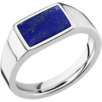 Small Horizontal Rectangle signet ring (12x9mm) in Cobalt Chrome, with a Wide style band, a Lapis inlay.