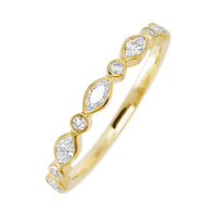 14K Yellow Gold band with 4 Round and 5 Marquise Lab Grown Diamond having TCW-.56