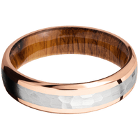 10K Rose Gold + Polish , Polish Finish + Desert Iron Wood