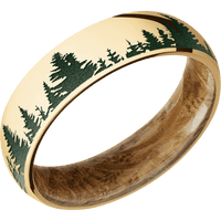 10K Yellow Gold + Polish Finish + Whiskey Barrel
