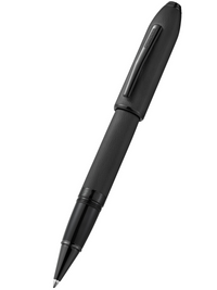 Peerless™ Polished Black PVD Engraved Diamond Pattern with Black PVD Appointments and Swarovski Crystal Rollerball Pen