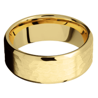 14K Yellow Gold + Hammer , Polish Finish