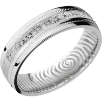 14K White Gold + Distressed , Polish Finish