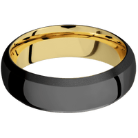 Zirconium + Polish , Bead Finish + 14K Yellow Gold