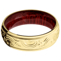 14K Yellow Gold + Polish Finish + Blood Wood