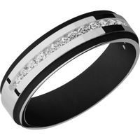 14K White Gold + Polish , Polish Finish + Black