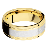 14K Yellow Gold + Hammer , Polish Finish