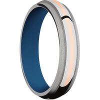 14K White Gold + Polish , Sand Finish + Ridgeway Blue