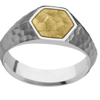 Small Hexagon signet ring (11.5x10) in Titanium, with a Wide style band, a 14K Yellow Gold inlay.