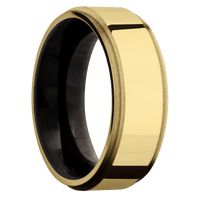 10K Yellow Gold + Polish , Sand Finish + Ebony
