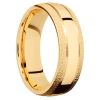 14K Yellow Gold + Polish , Stipple Finish