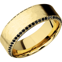 14K Yellow Gold + Hammer , Polish Finish