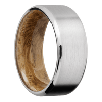 14K White Gold + Satin , Polish Finish + Whiskey Barrel