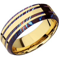 Titanium Damascus + Polish , Polish Finish + 14K Yellow Gold