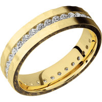 14K Yellow Gold + Hammer Finish