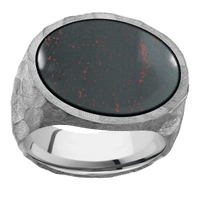 Extra Large Horizontal Oval signet ring (24x20mm) in Cobalt Chrome, with a Wide style band, a Blood Stone inlay.