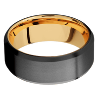 Zirconium + Bead , Bead Finish + 14K Yellow Gold