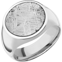 Large Circle signet ring (18mm) in Platinum, with a Wide style band, a Meteorite inlay.