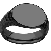 Medium Horizontal Oval signet ring (16x13mm) in Zirconium, with a Wide style band.
