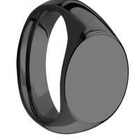 Medium Horizontal Oval signet ring (16x13mm) in Zirconium, with a Wide style band.